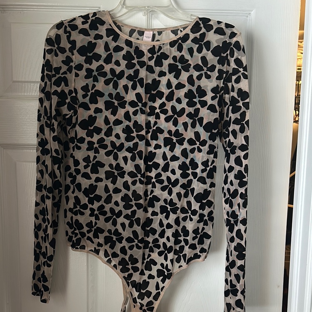 Black Floral Long Sleeve Bodysuit